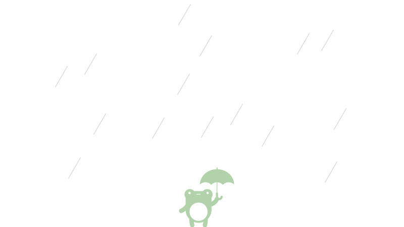 雨に打たれるケロやんパソコン表示