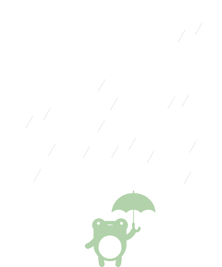雨に打たれるケロやんスマホ表示